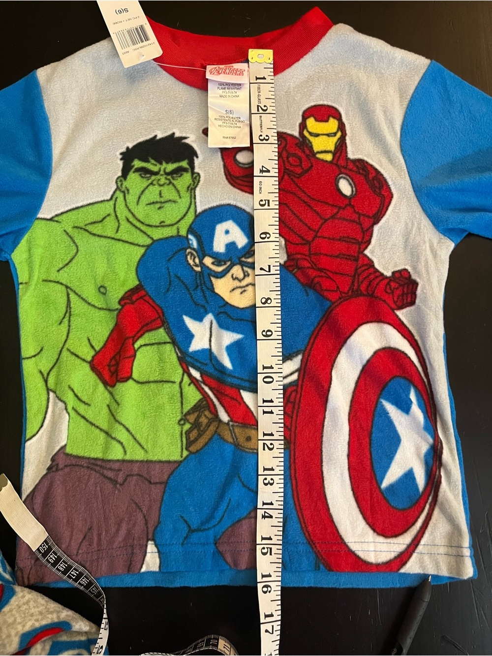 Avenger Blue & Red Captain America, Iron Man & Hulk Kids Pajama Set size 6 - Picture 5 of 7
